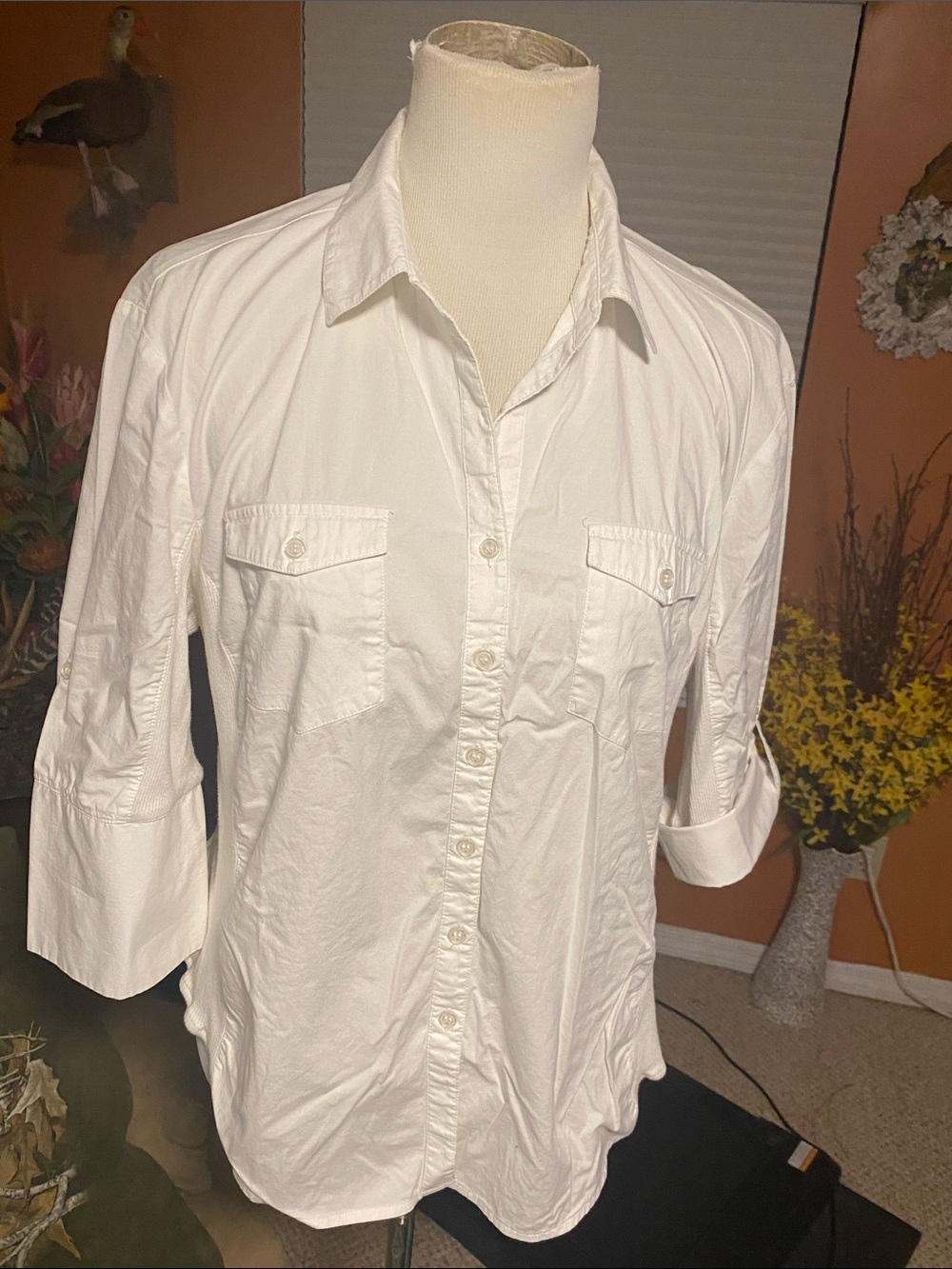 HARVE Benard White Button-Down Shirt with Chest Flap Pockets
